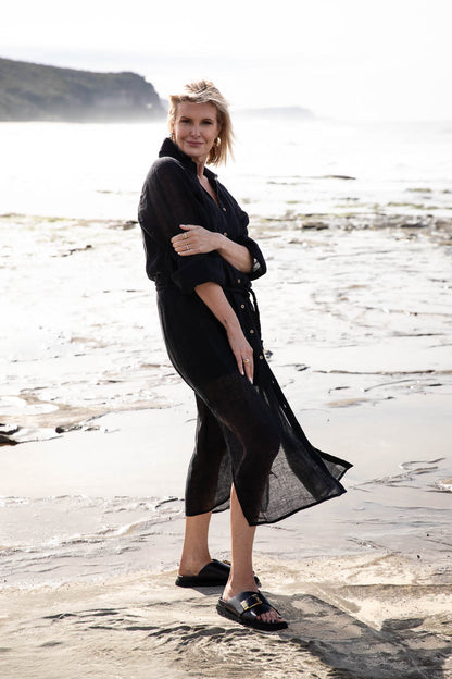 Desert Linen Duster - Black