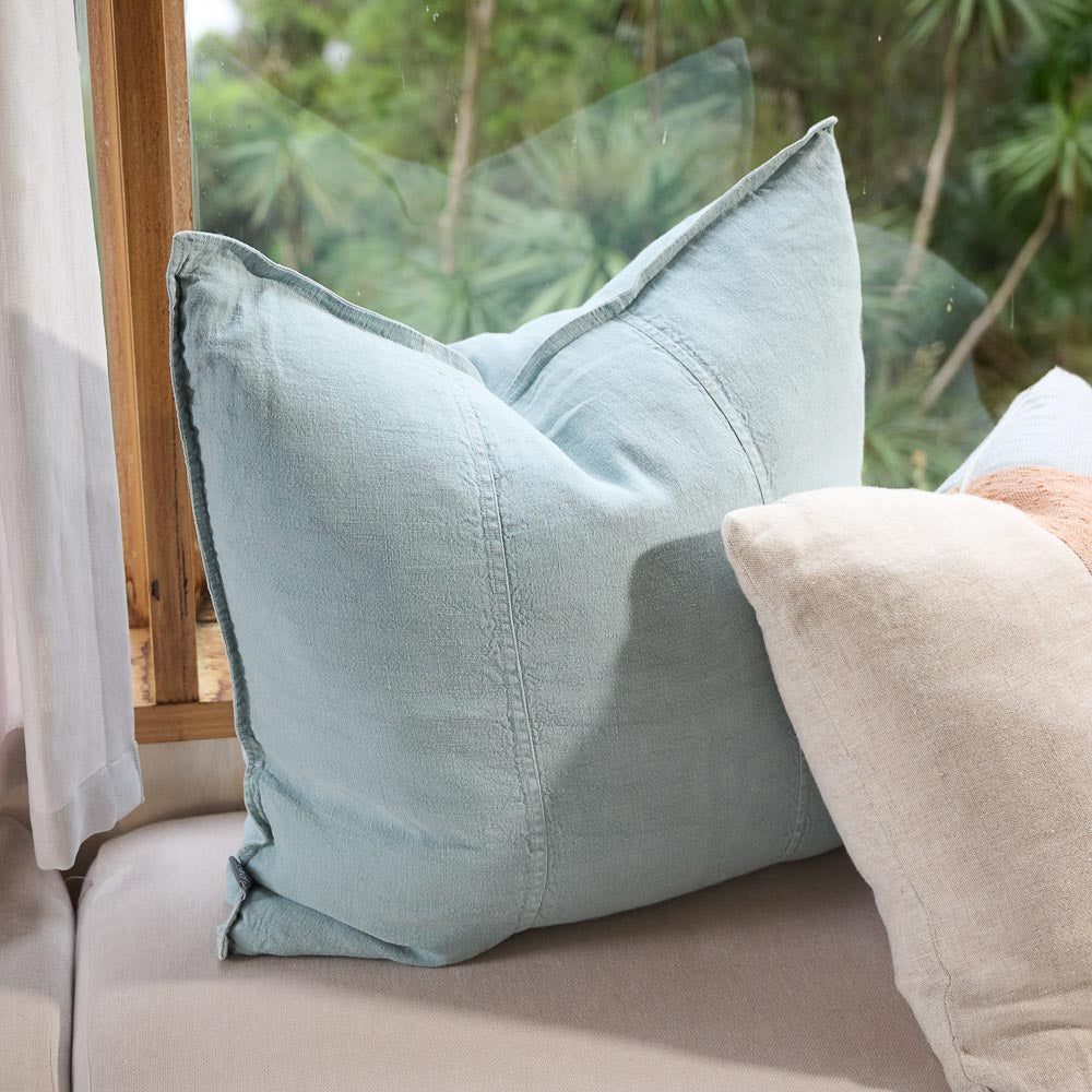 Light blue linen pillow 2025