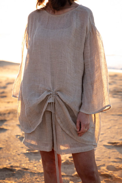 Margot Reversible Linen Top - Natural
