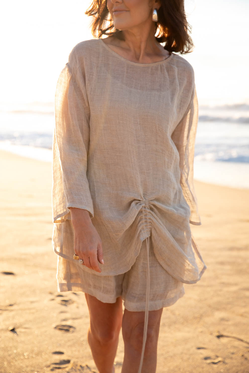 Margot Reversible Linen Top - Natural
