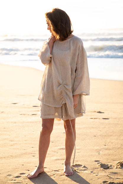 Margot Reversible Linen Top - Natural