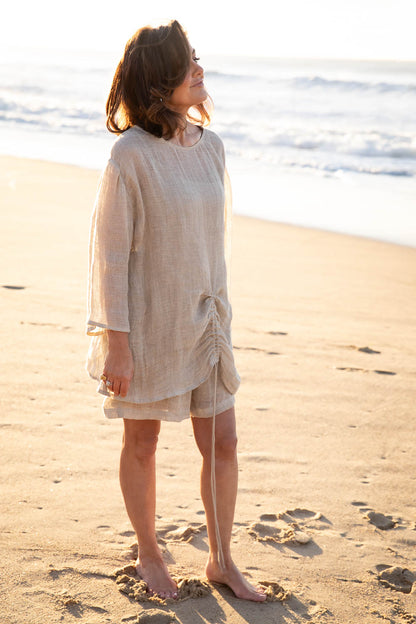 Margot Reversible Linen Top - Natural