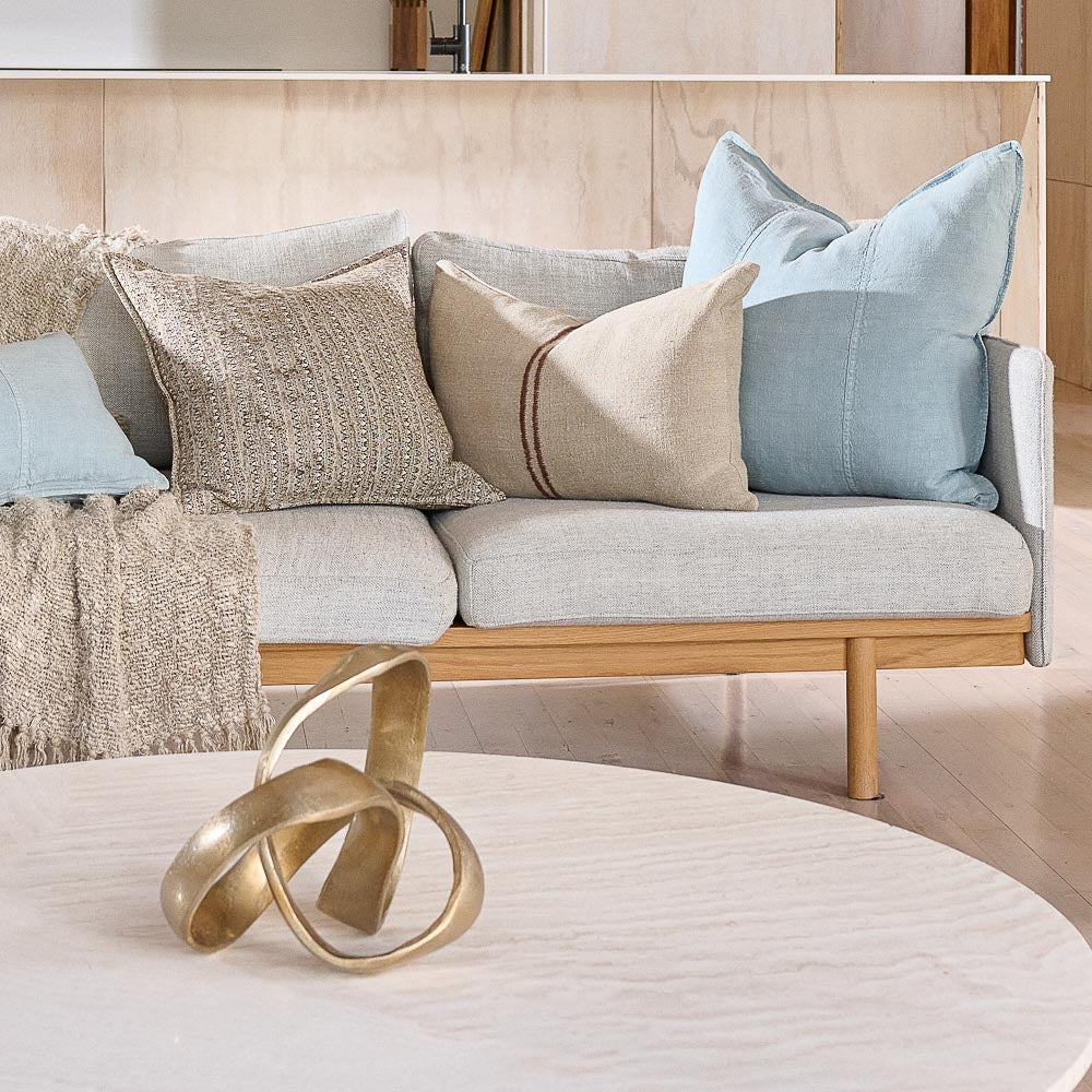 Orion Linen Cushion - Natural/Chocolate