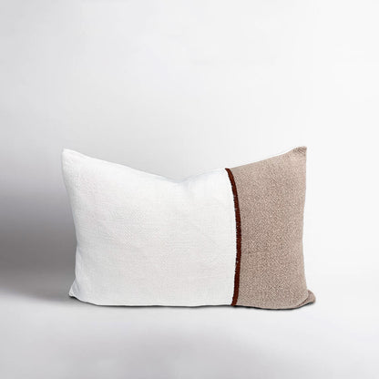 Bella Linen Cushion - Off White/Natural/Chocolate