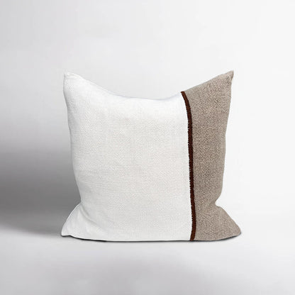 Bella Linen Cushion - Off White/Natural/Chocolate