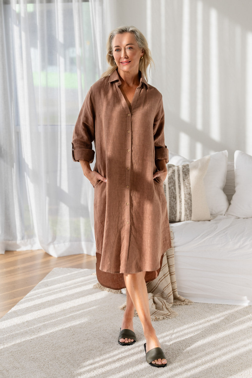Fundamental Linen Shirt Dress - Clay