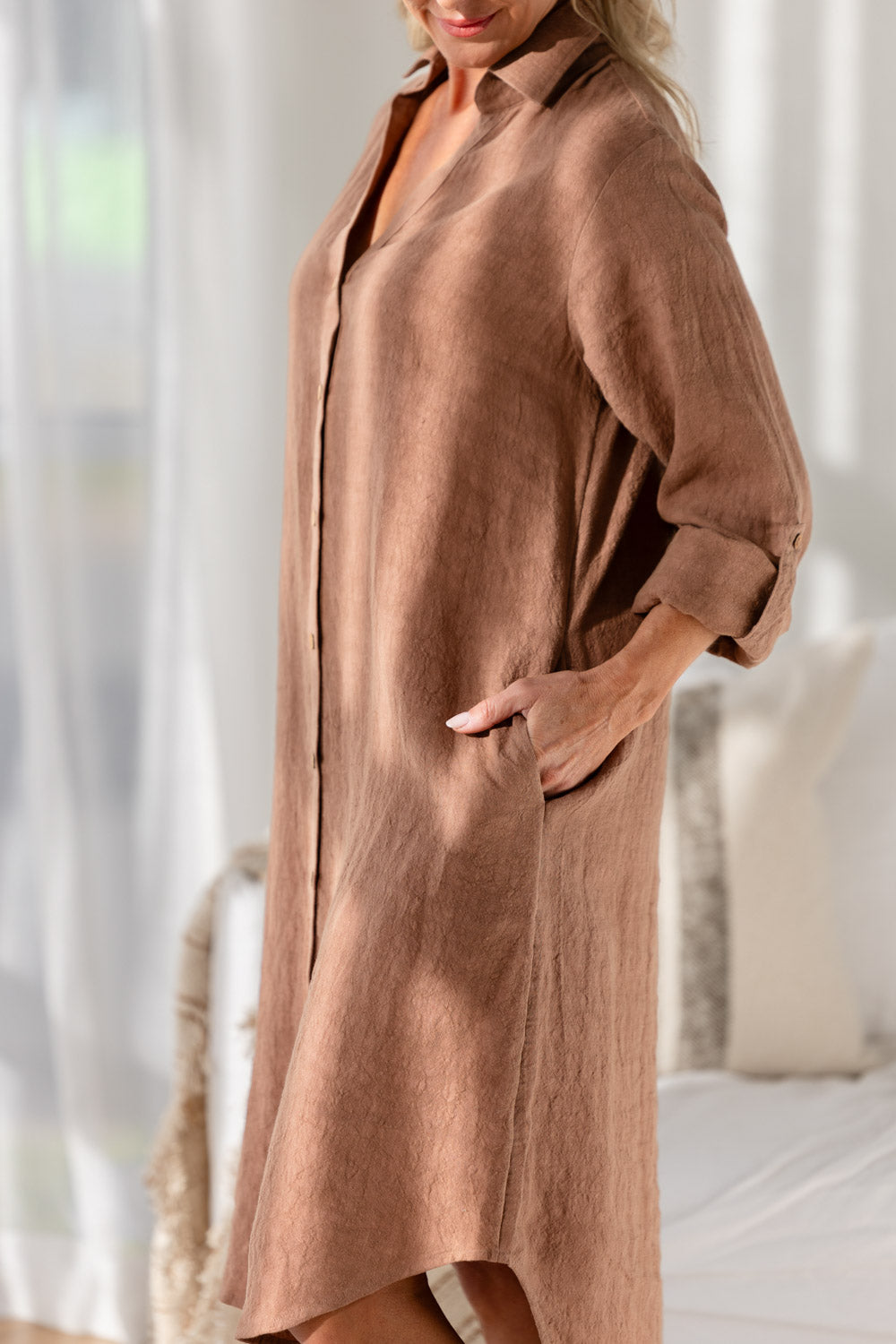 Fundamental Linen Shirt Dress - Clay