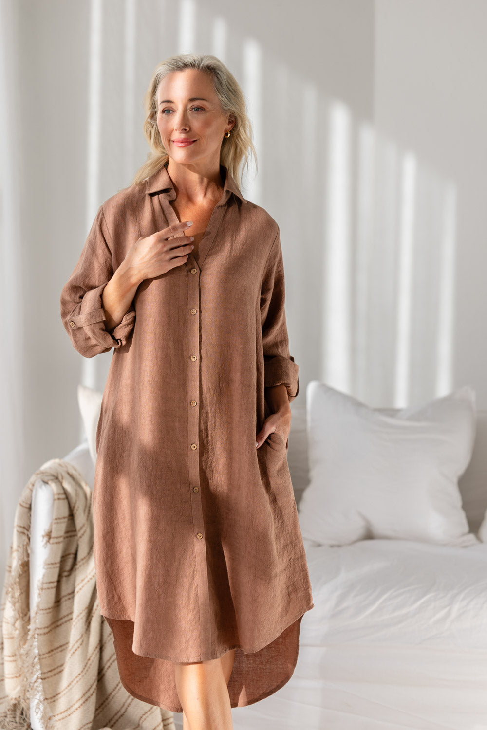 Fundamental Linen Shirt Dress - Clay
