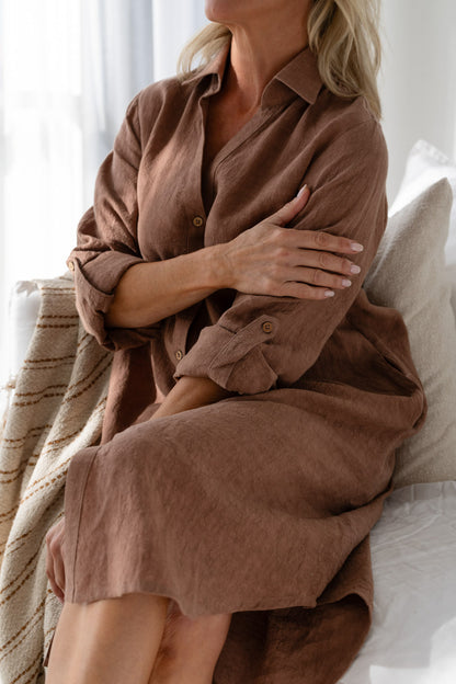 Fundamental Linen Shirt Dress - Clay