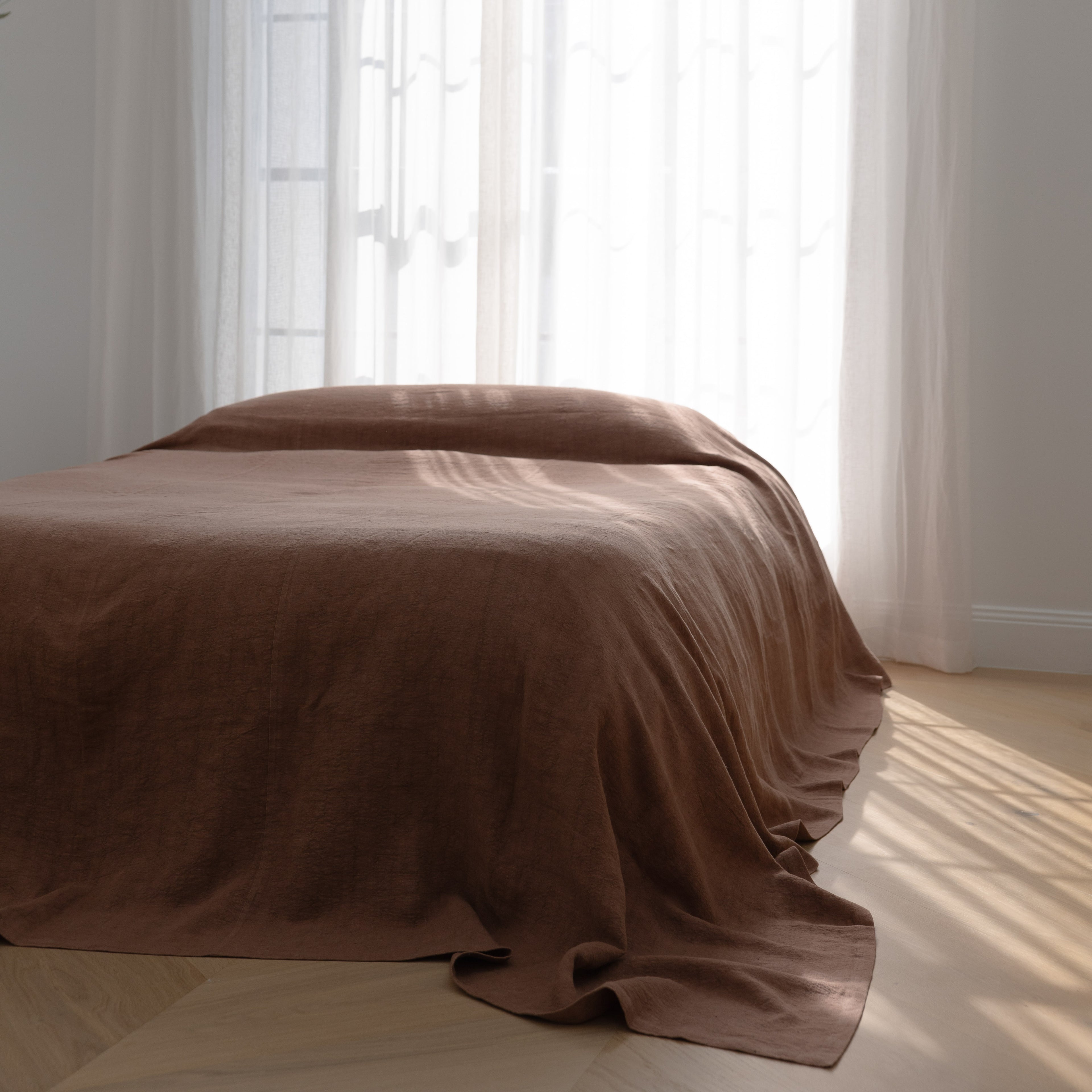 Luca Linen Bed Cover - Clay