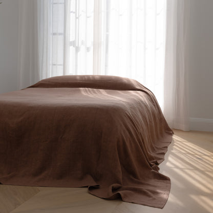 Luca Linen Bed Cover - Clay