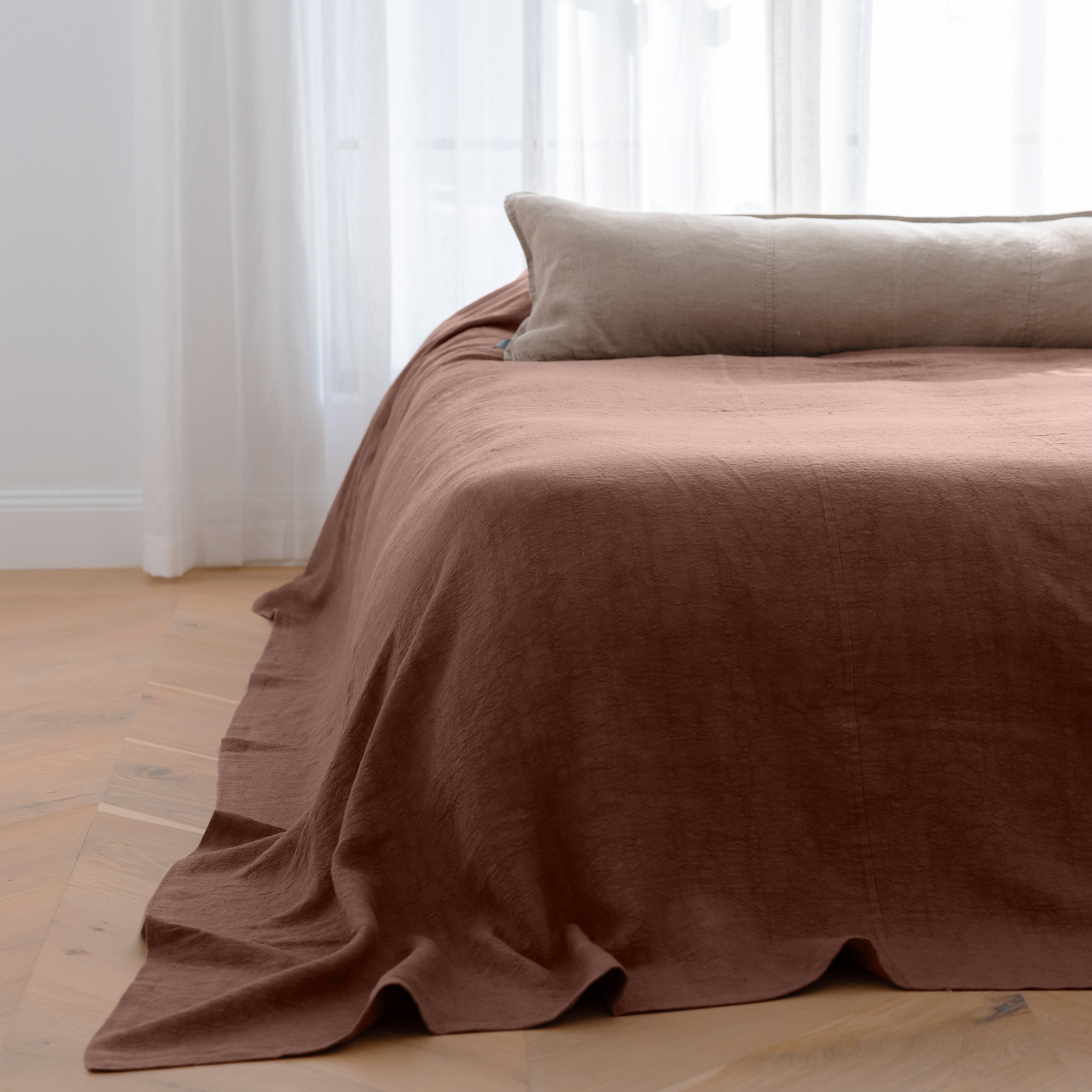 Luca Linen Bed Cover - Clay