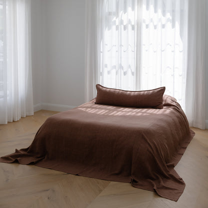 Luca Linen Bed Cover - Clay