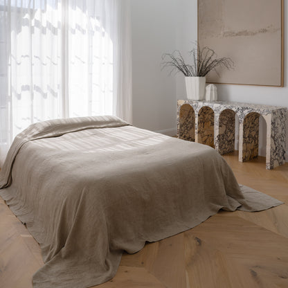 Luca Linen Bed Cover - Natural