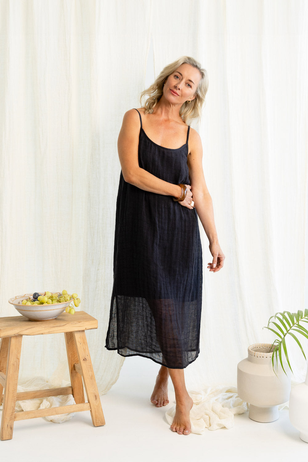 Luxe Linen Linen Midi - Midnight
