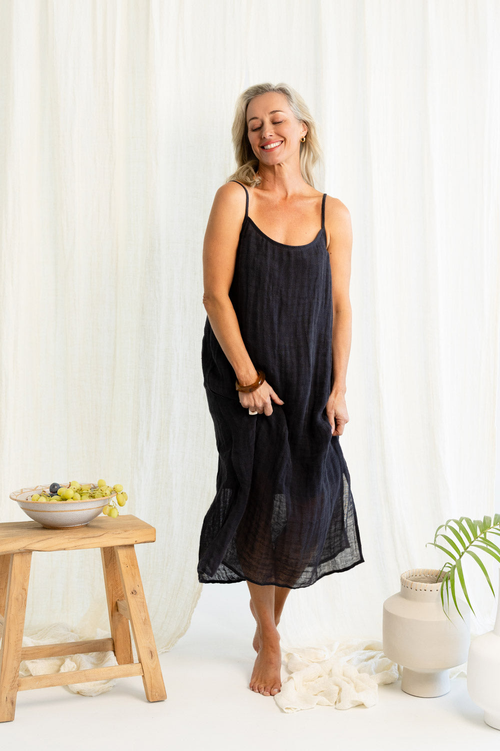 Luxe Linen Linen Midi - Midnight