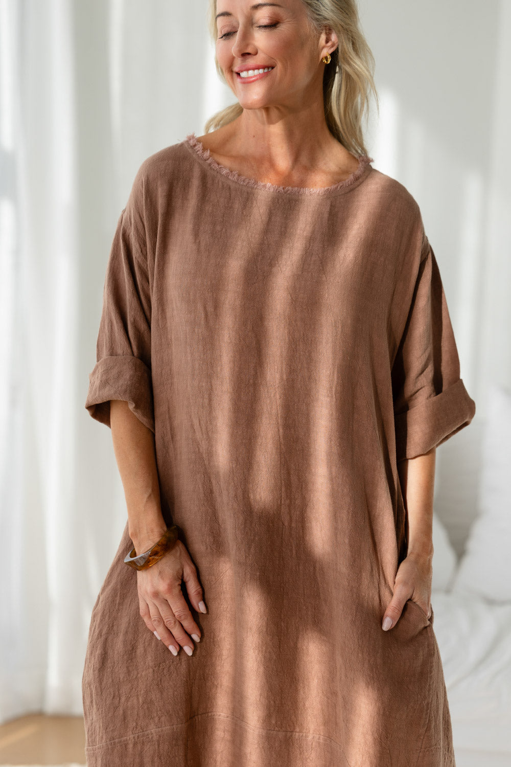 The Malle Linen Dress - Clay