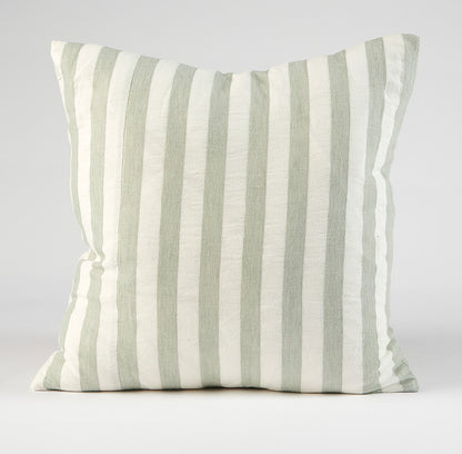 Santi Linen Cushion - Off White/Pistachio Stripe 