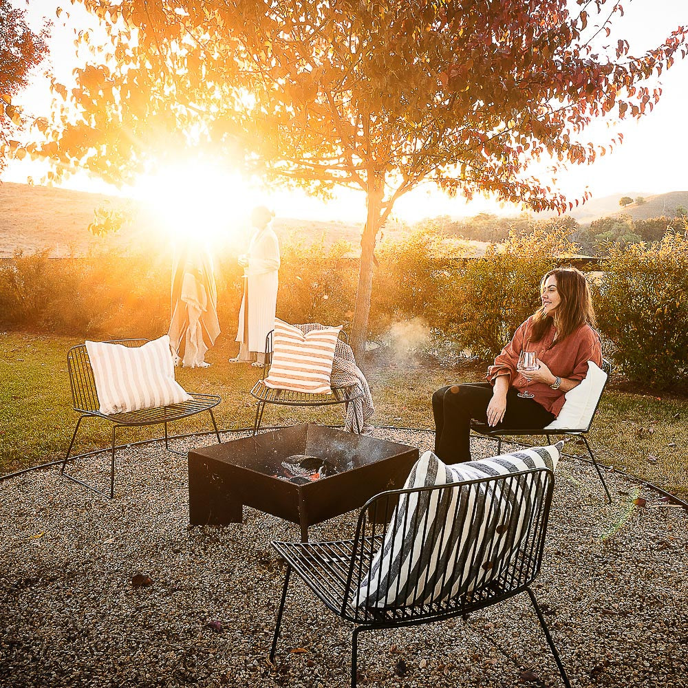 Santi Linen Outdoor Cushion - Off White/Navy Stripe