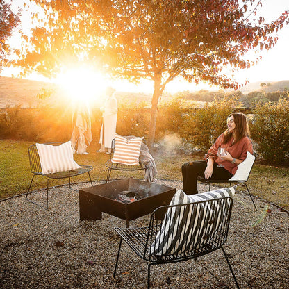 Santi Linen Outdoor Cushion - Off White/Navy Stripe