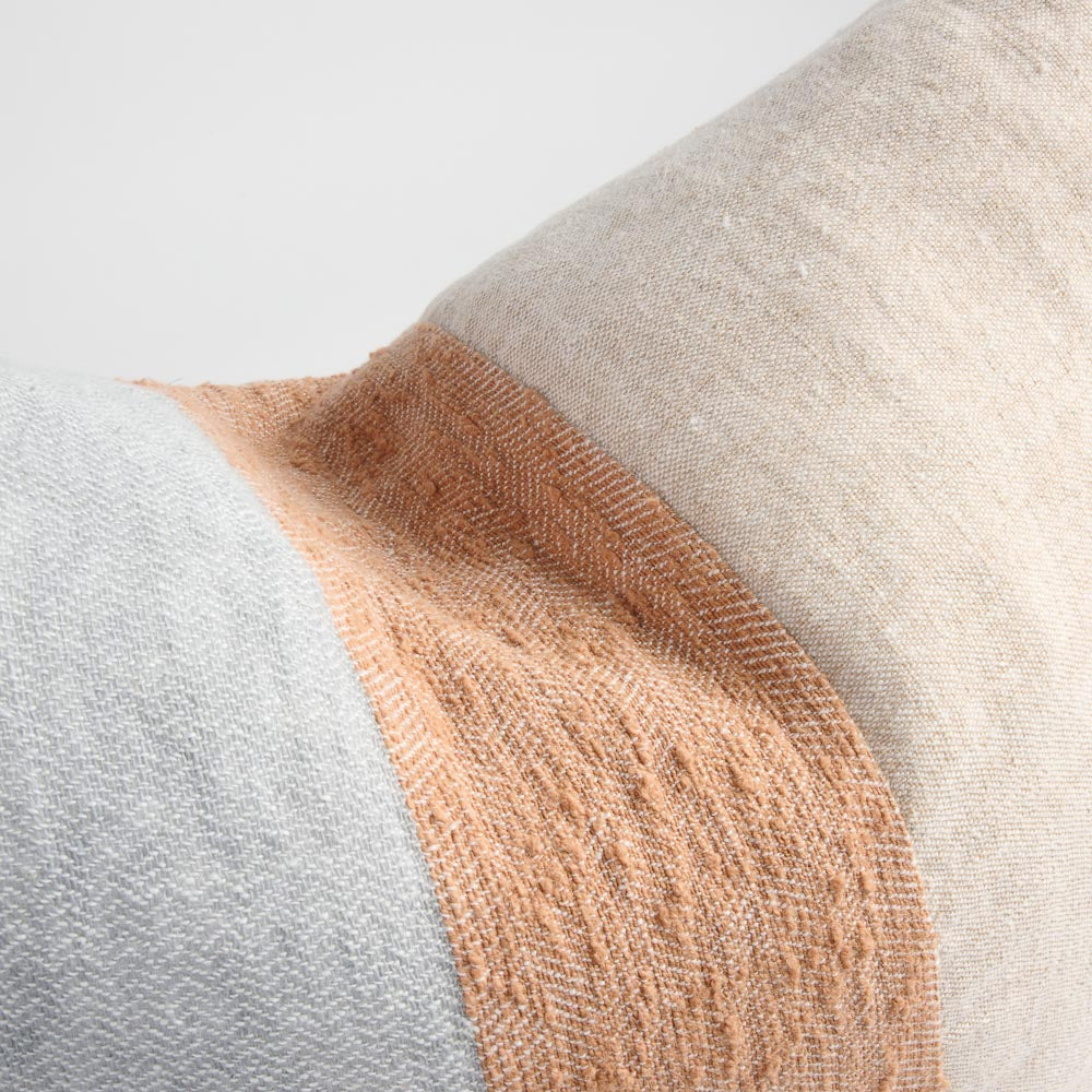 Tallows Linen Cushion - Natural/Ochre/Blue