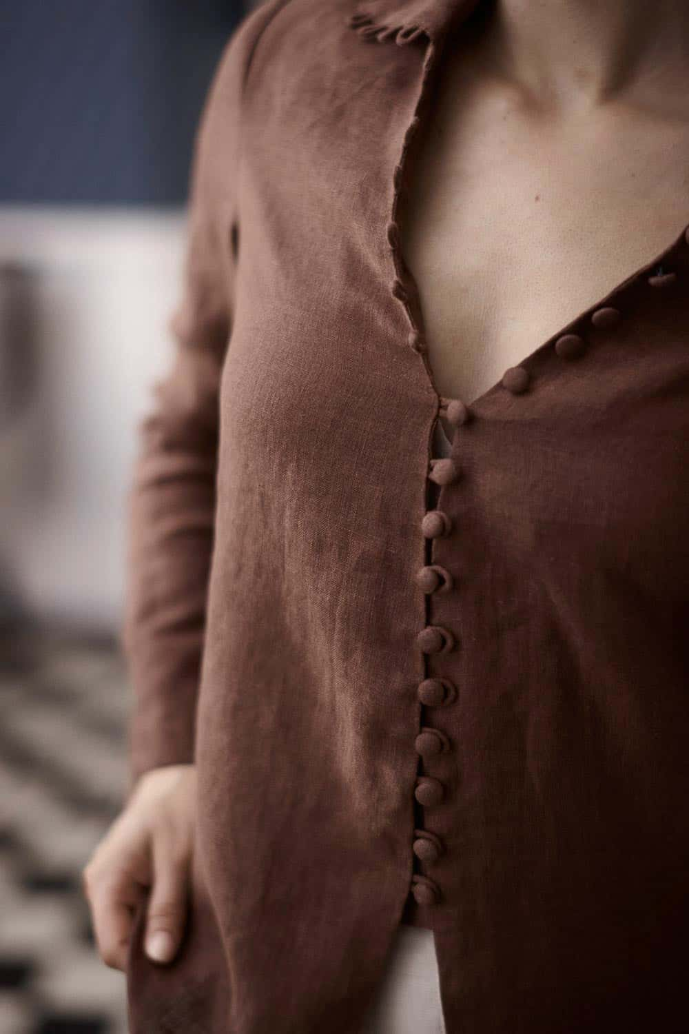 Alexa Linen Blouse - Chocolate