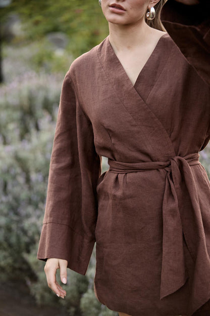 Frida Linen Dress - Chocolate