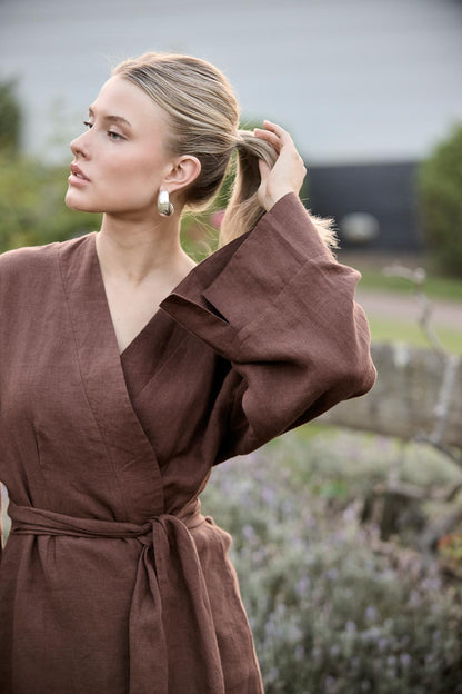 Frida Linen Dress - Chocolate