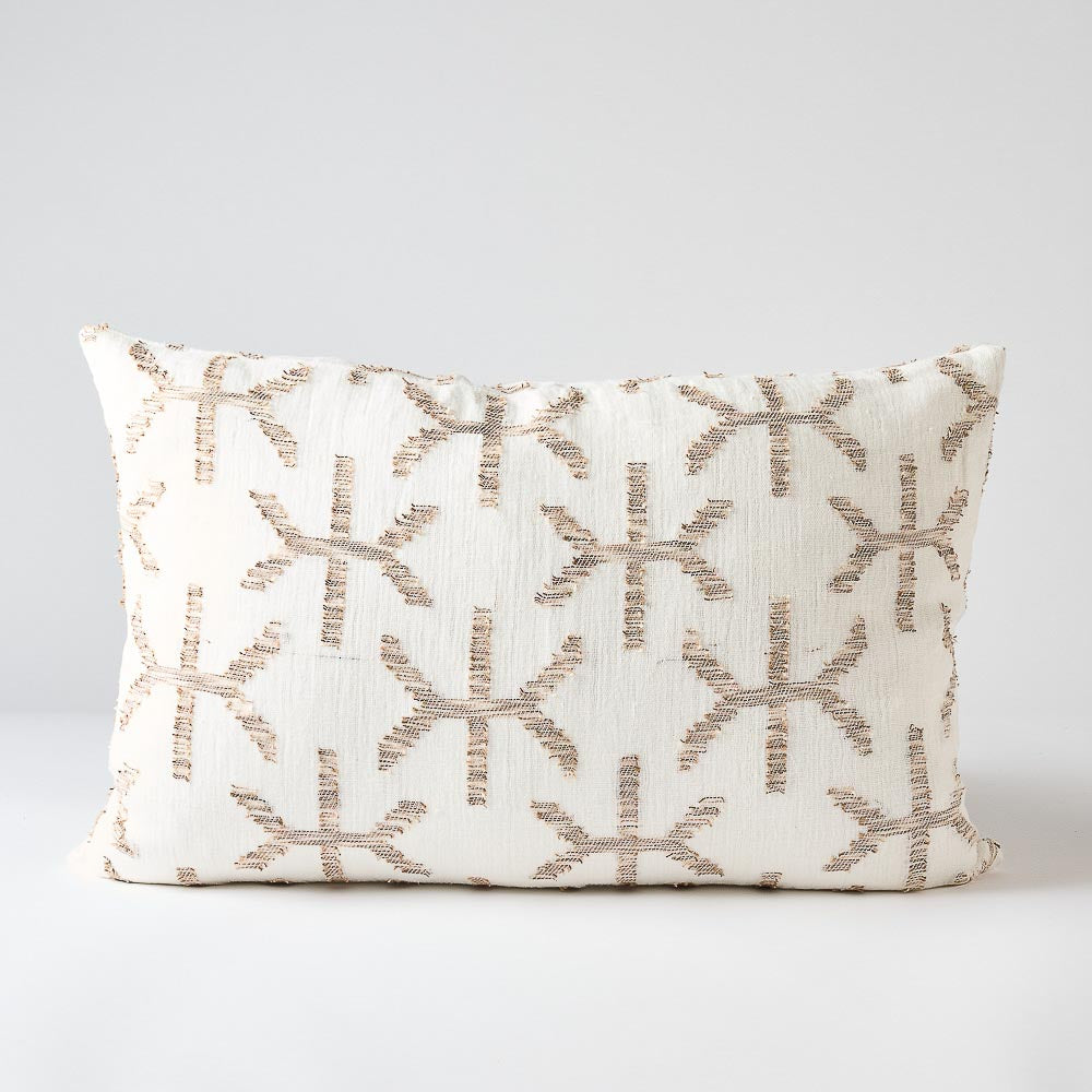 Eros Linen Cushion - Off White/Nutmeg