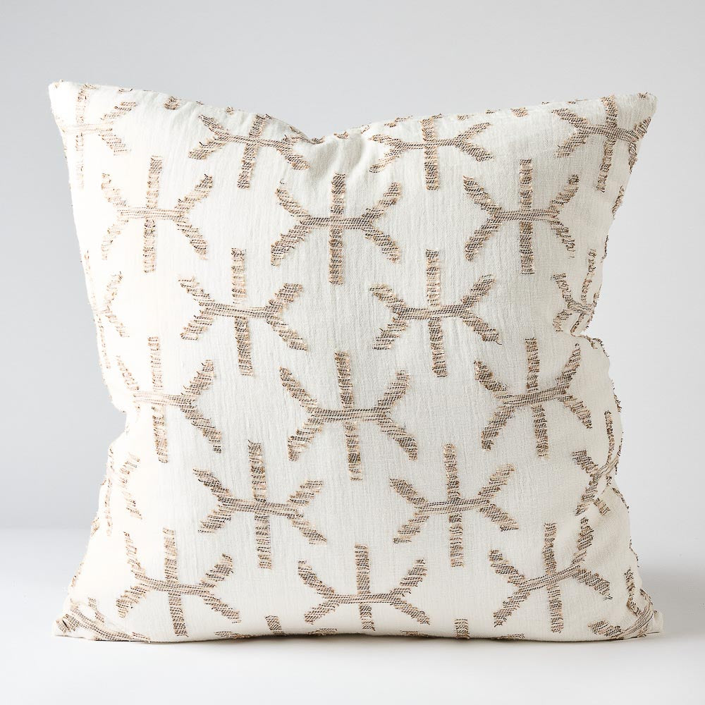 Eros Linen Cushion - Off White/Nutmeg