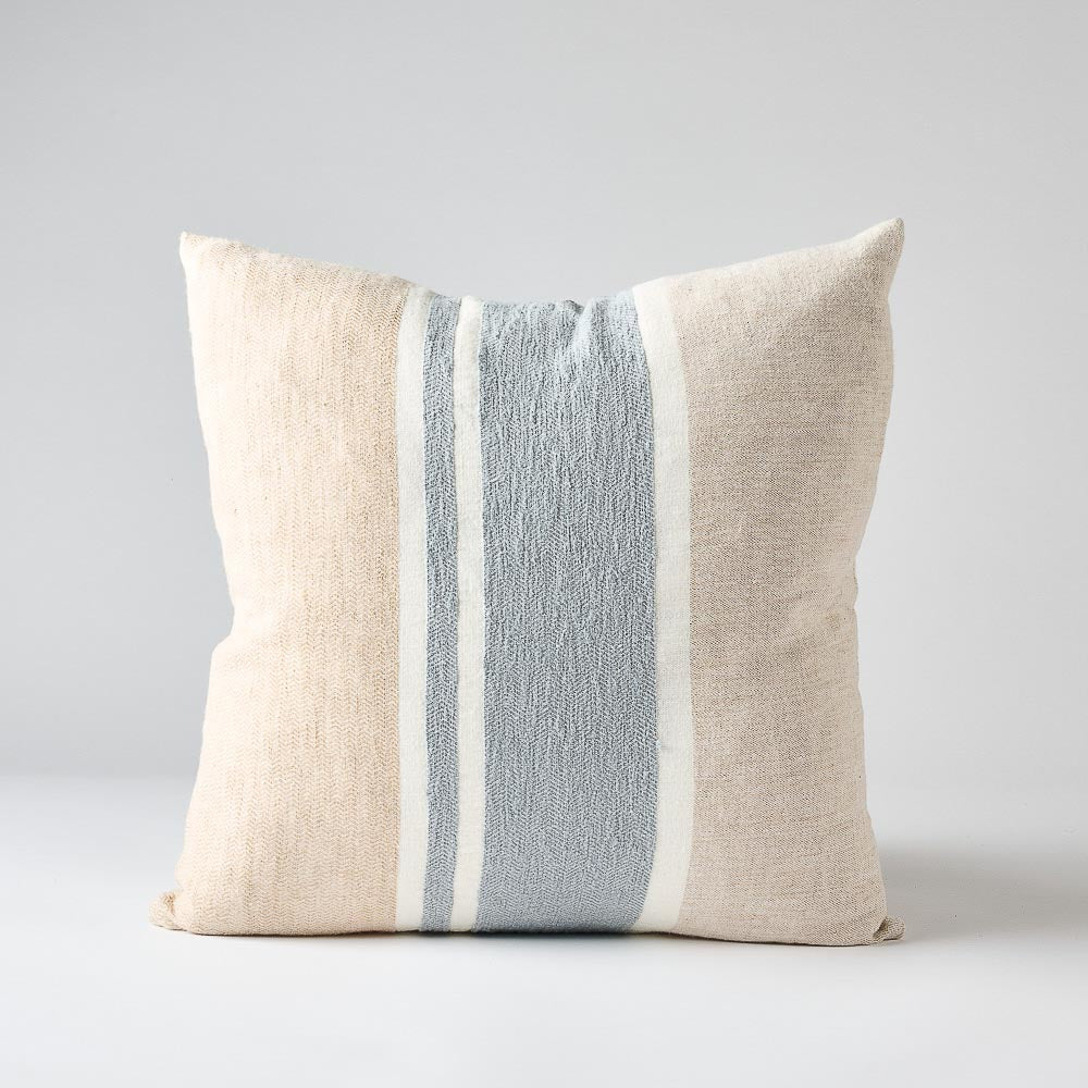 Magnus Linen Cushion - Natural/Blue