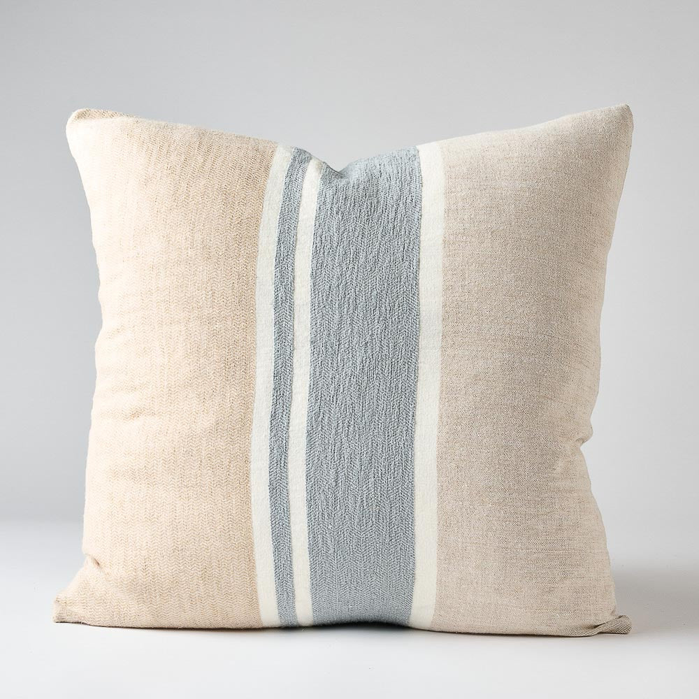 Magnus Linen Cushion - Natural/Blue