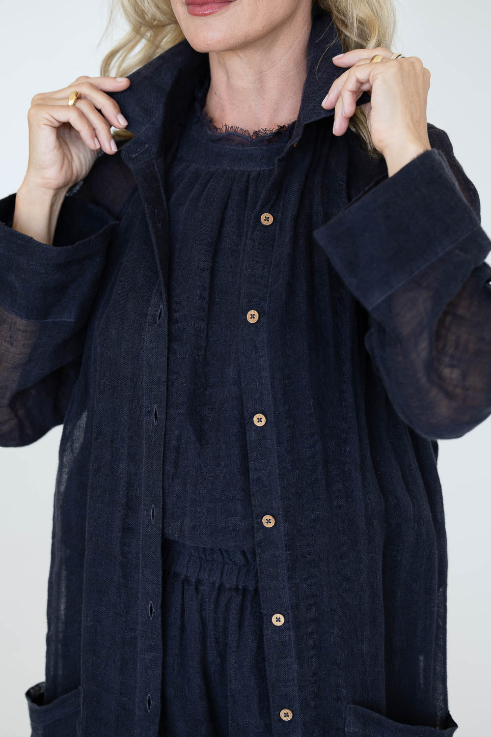 Desert Linen Duster - Midnight
