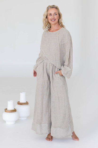Kosa Reversible Linen Top - Natural
