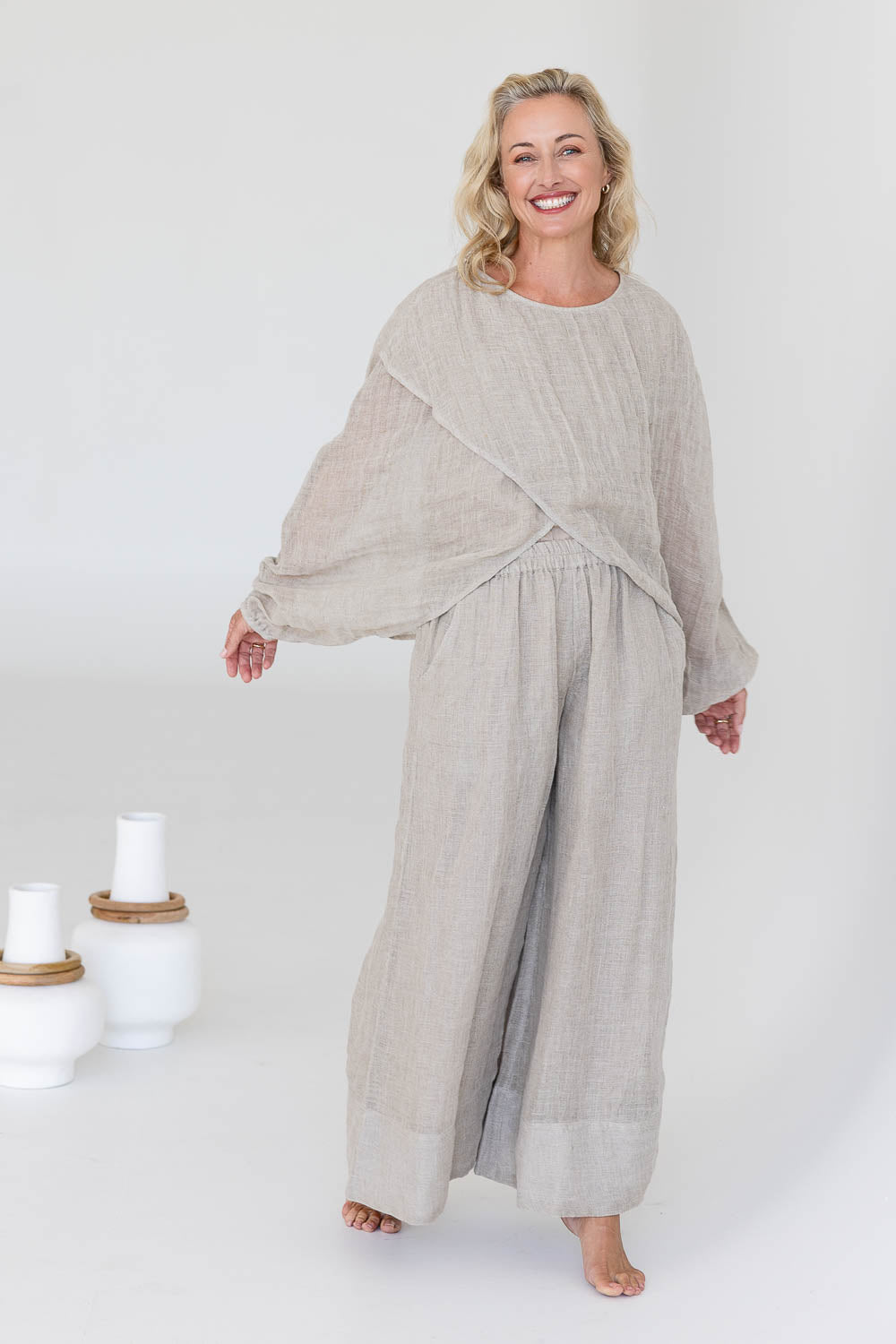 Kosa Reversible Linen Top - Natural