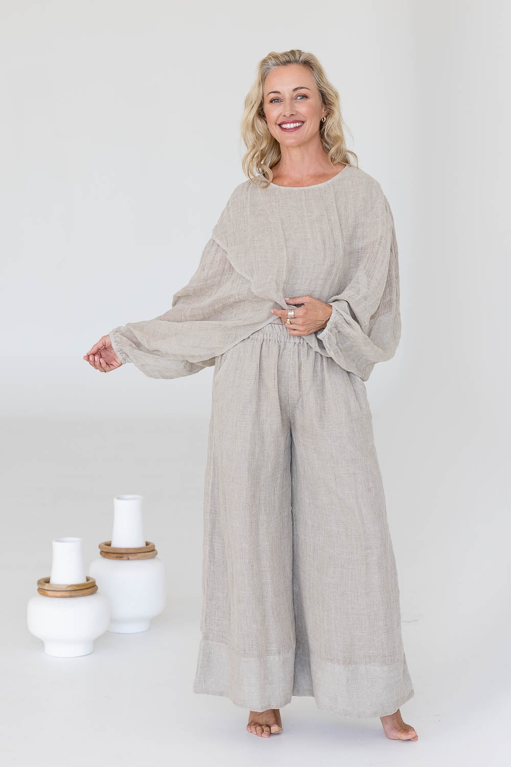 Kosa Reversible Linen Top - Natural