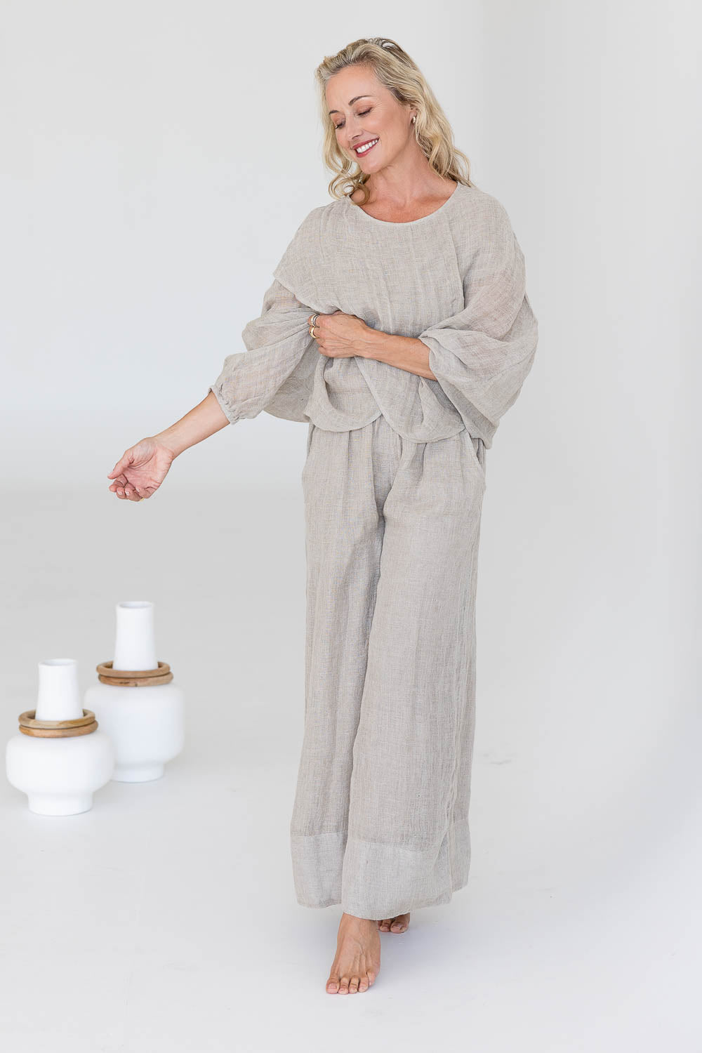 Kosa Reversible Linen Top - Natural