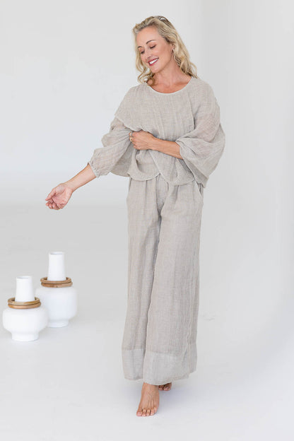 Kosa Reversible Linen Top - Natural