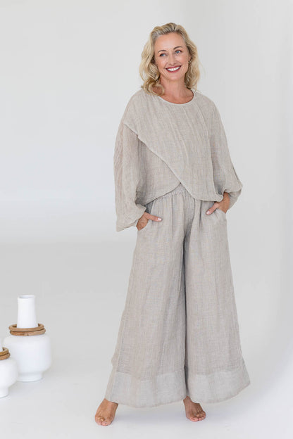 Kosa Reversible Linen Top - Natural