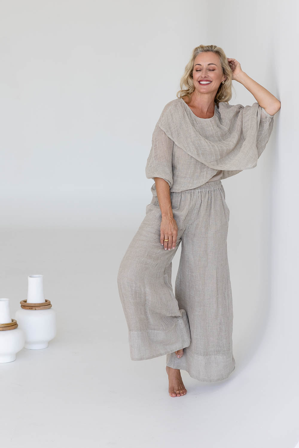 Kosa Reversible Linen Top - Natural