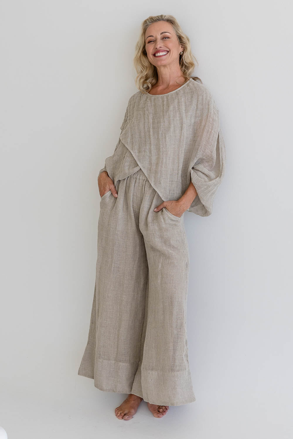Kosa Reversible Linen Top - Natural