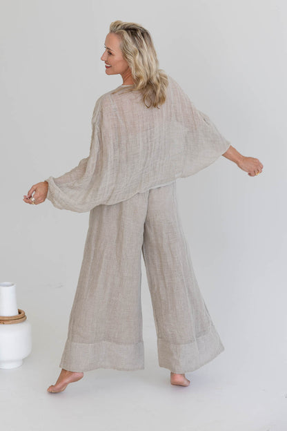 Kosa Reversible Linen Top - Natural