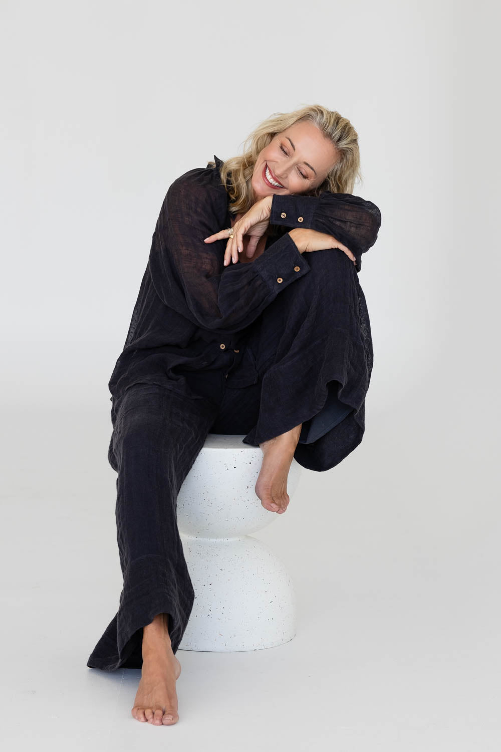 Mika Linen Blouse - Midnight
