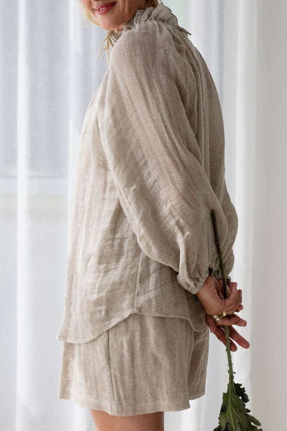 Lulu Reversible Linen Top - Natural