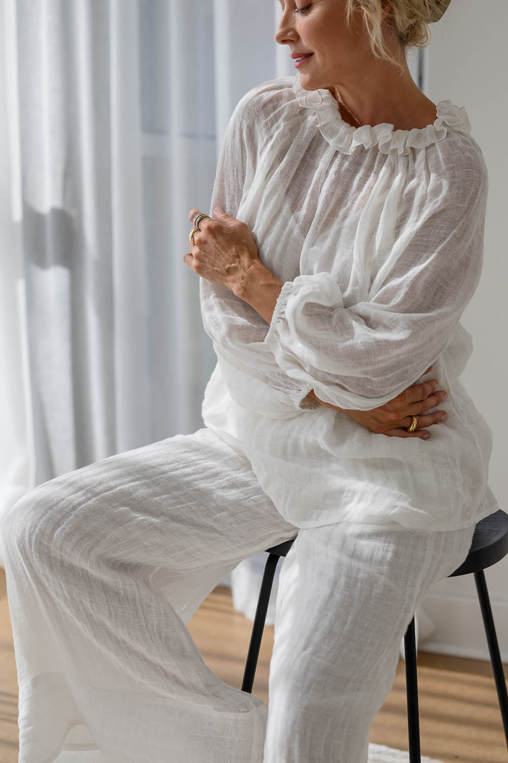 Lulu Reversible Linen Top - Off White