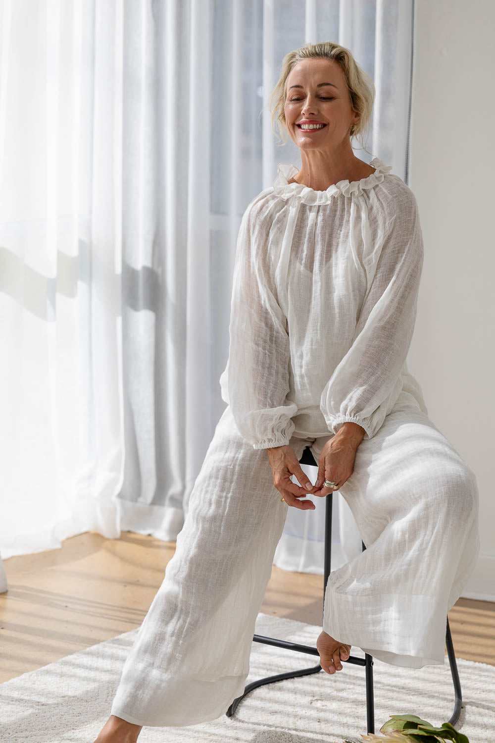 Lulu Reversible Linen Top - Off White