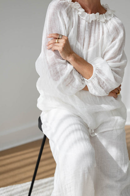 Lulu Reversible Linen Top - Off White