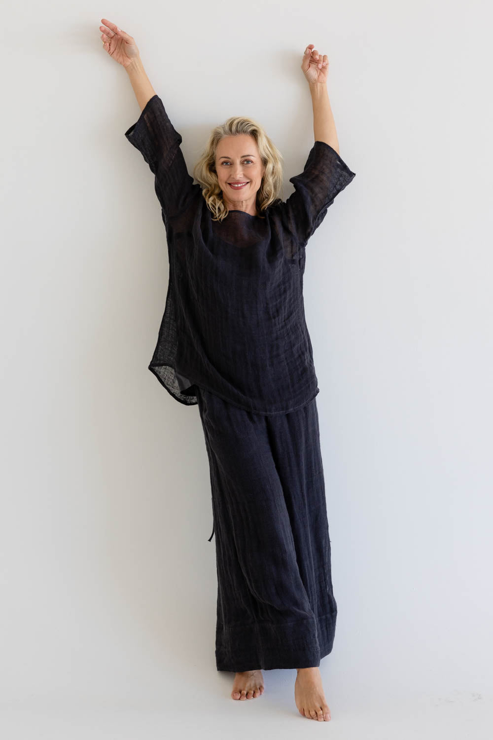 Margot Reversible Linen Top - Midnight