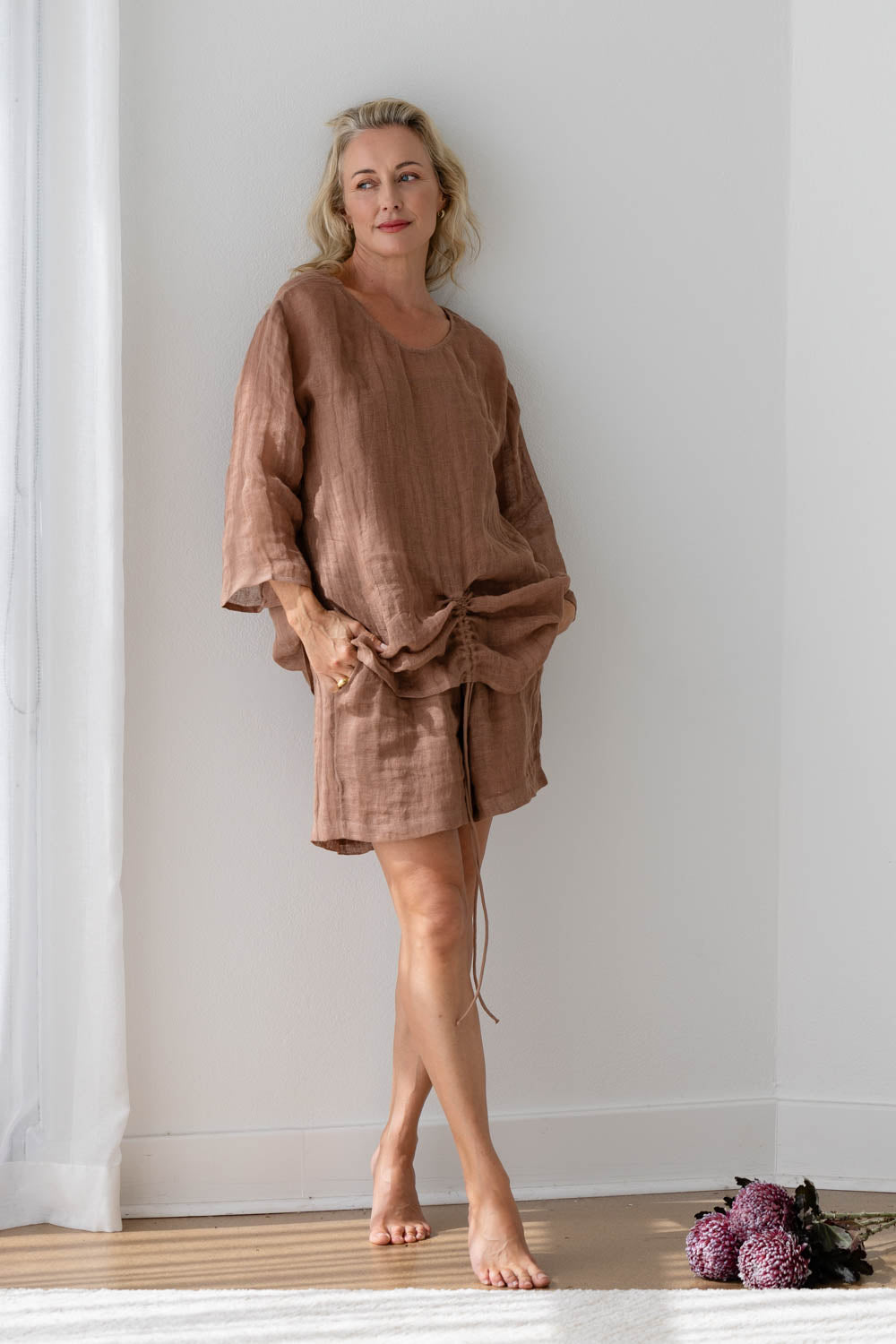 Margot Reversible Linen Top - Clay