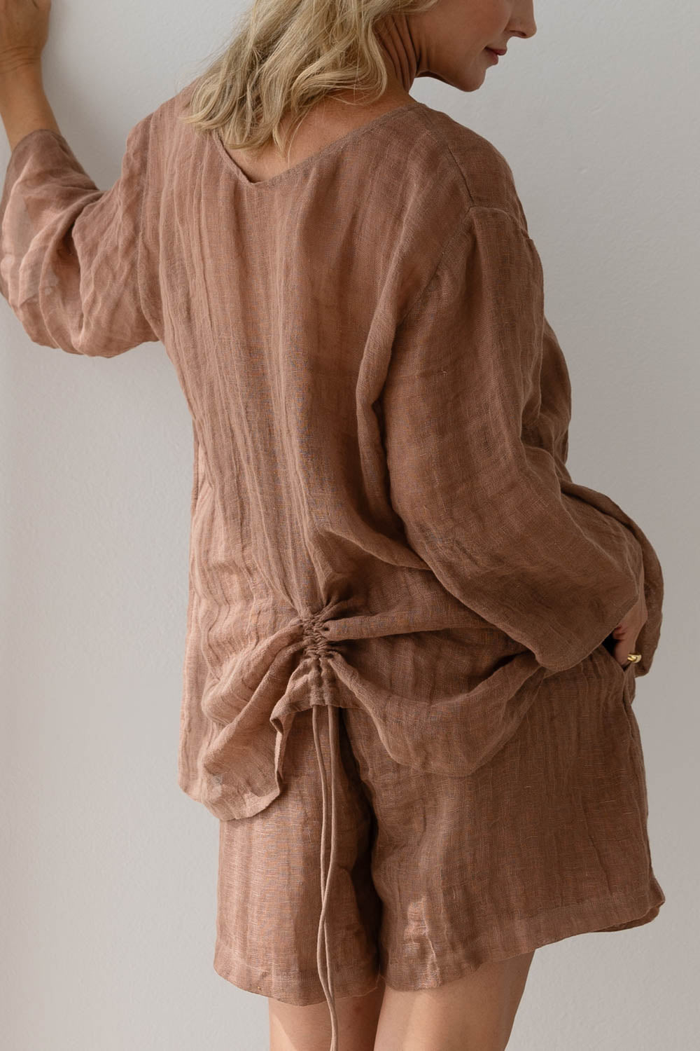 Margot Reversible Linen Top - Clay